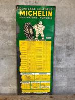 Blikken bandentabel Michelin tractoren uit Frankrijk 1965, Ophalen of Verzenden, Gebruikt, Reclamebord