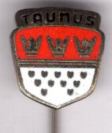 FORD Taunus rood/ wit email op zilverkl auto speldje( B_087a beschikbaar voor biedingen