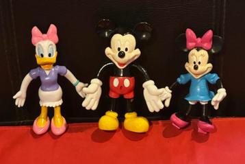 3x Disney figuur, beweegbaar poppetje Mickey, Minni, Katrien beschikbaar voor biedingen