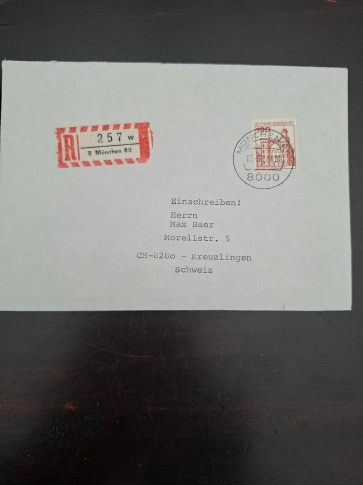 Duitsland 1980: Aangetekende brief naar Zwitserland, Postzegels en Munten, Brieven en Enveloppen | Nederland, Envelop, Verzenden
