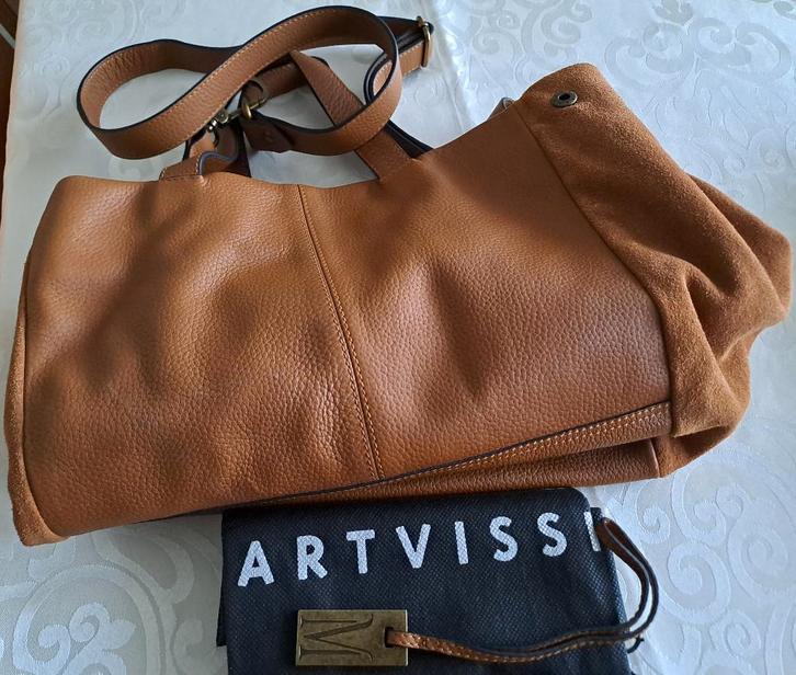 Leren tas, zowel hand- als schoudertas, Sieraden, Tassen en Uiterlijk, Tassen | Damestassen, Zo goed als nieuw, Handtas, Bruin