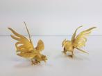 2 vintage vechtende fazanten hanen goud metaal ‘60, N, Ophalen of Verzenden, N, N