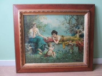 Antieke Kleurenlitho Hans Zatzka (1859-1945) Vrouwen & Engel beschikbaar voor biedingen