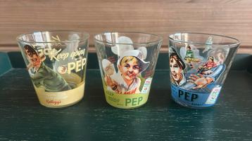 3 Vintage Kellogg’s glazen, sport afbeeldingen p/3: beschikbaar voor biedingen