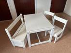 Kindertafel met bankje, stoelen & opbergruimte, Ophalen, Gebruikt, Tafel(s) en Stoel(en)