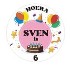 Traktatie bedankjes stickers vel birrthday met naam, Ophalen of Verzenden, Nieuw, Sticker