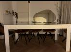 Eetafel met glasplaat MOET ZO SNEL MOGELIJK WEG, Ophalen, 75 cm of meer, Zo goed als nieuw, 150 tot 200 cm