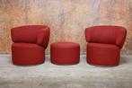 ZGAN 2 rode Rolf Benz 684 design draaifauteuils + hocker, Huis en Inrichting, Rolf benz, Rolf benz, Design, 75 tot 100 cm