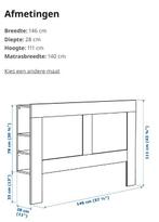 Brimnes, hoofdeinde achterwand 1.40 matras, zgan, 45 Euro,, Ophalen, Wit, Tweepersoons, 140 cm