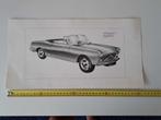 Peugeot 404 cabriolet tekening Billy Lelieveld, Ophalen of Verzenden