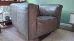 Taupe leren fauteuil - 1-zits, Ophalen of Verzenden