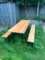 Biertafel met banken te huur - Oktoberfest proof!, Tuin en Terras, Gebruikt, Ophalen of Verzenden, Inklapbaar, Rechthoekig
