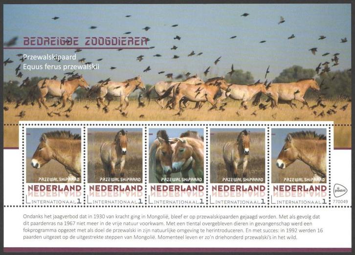 Postzegels Bedreigde zoogdieren: Przewalskipaard, Postzegels en Munten, Postzegels | Nederland, Postfris, Na 1940, Ophalen of Verzenden