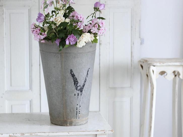 Franse zinken bloemisten vaas, Kerstboom Houder, Antiek en Kunst, Curiosa en Brocante, Ophalen of Verzenden