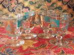 Vier mooie oude vintage glazen uit Amerika 11 cm., Ophalen of Verzenden