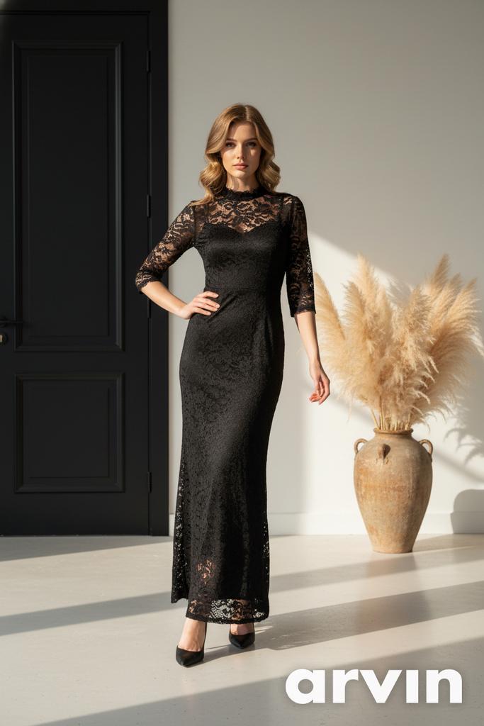 Zwart kanten maxi jurk gala of feest, Kleding | Dames, Gelegenheidskleding, Zo goed als nieuw, Galajurk, Maat 38/40 (M), Zwart