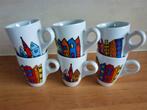 6 leuke bekers/ mokken, moderne grachtenpanden evt. in doos, Gebruikt, Keramiek, Overige typen, Ophalen of Verzenden