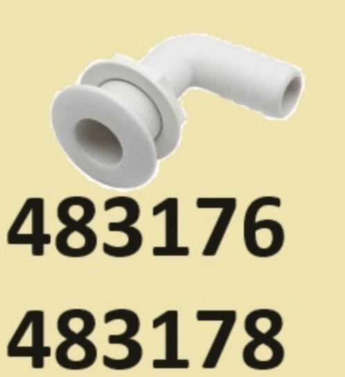 Kunststof haakse doorvoeren Ø¾" x19 mm & Ø1½" x38 mm. € 5,25, Watersport en Boten, Accessoires en Onderhoud, Nieuw, Overige typen