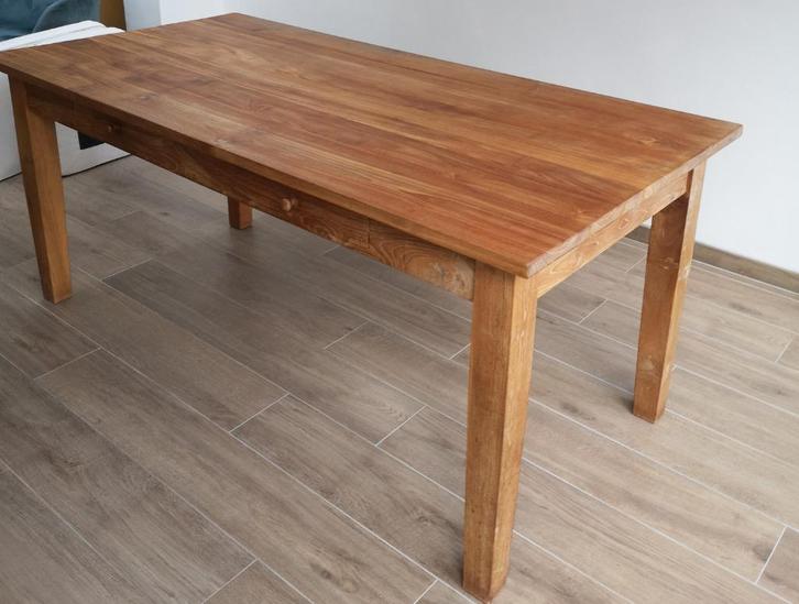 Eettafel Teakhout met 6 stoelen, Huis en Inrichting, Tafels | Eettafels, Gebruikt, 50 tot 100 cm, 150 tot 200 cm, Vijf personen of meer