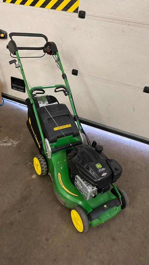 John deere benzine grasmaaier zie advertentie!, Tuin en Terras, Grasmaaiers, Gebruikt, 50 cm of meer, Cirkelmaaier, Opvangzak