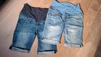 2x Zwangerschaps korte broek, Kleding | Dames, Positiekleding, Maat 38/40 (M), Blauw, Ophalen of Verzenden, Zo goed als nieuw