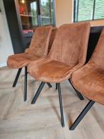 Eetkamerstoelen Leenbakker Bruin/Cognac 5x, Huis en Inrichting, Stoelen, Ophalen, Gebruikt, Bruin, Stof