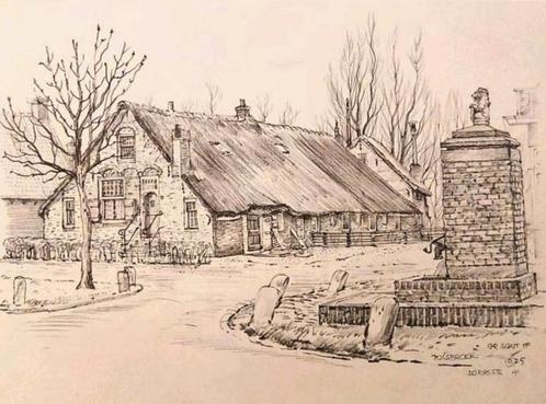 Polsbroek ... Boerderij aan dorpsstraat ..., Antiek en Kunst, Kunst | Tekeningen en Foto's, Ophalen of Verzenden