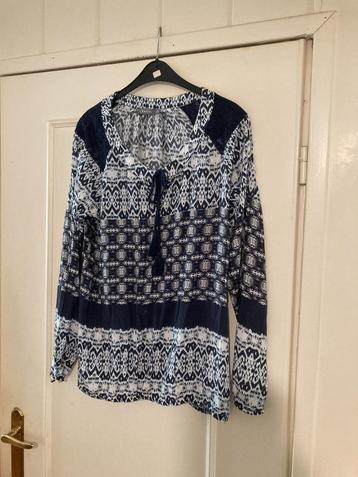 Aparte dunne zwart witte viscose blouse van Geisha, maat L beschikbaar voor biedingen