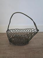 antieke zilverkleurige stalen draadmand flessenmand €15, Antiek en Kunst, Ophalen of Verzenden