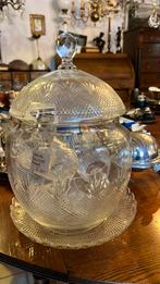Antiek glazen bowlset waaierslijpsel diamant, Ophalen of Verzenden