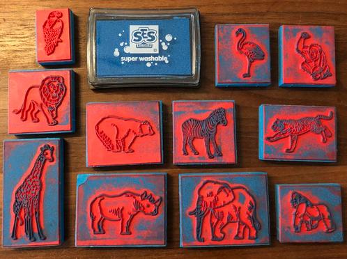 SES Stempels wilde dieren zoo dierentuin met inkt ZGAN, Kinderen en Baby's, Speelgoed | Educatief en Creatief, Zo goed als nieuw