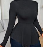 Nieuwe peplum top, Verzenden, Zwart, Nieuw, Lange mouw