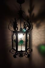 Antieke glas in lood Hallamp - Lantaarn - Kasteellamp, Antiek en Kunst, Ophalen