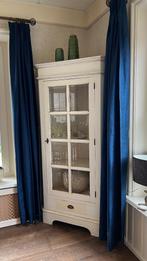 Landelijke hoekkast brocante wit met 4 planken en een laatje, Antiek en Kunst, Ophalen