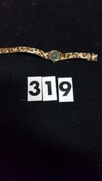 [ 319 ] horloge, panterprint, quartz zwart goud, Ophalen of Verzenden