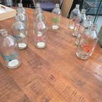 Vintage Melkflessen met Bloemenmotief  set van 12, Huis en Inrichting, Gebruikt, Overige kleuren, Ophalen of Verzenden, Glas