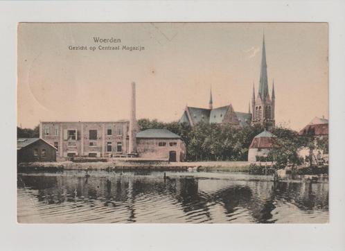 Woerden - Gezicht op Centraal Magazijn * 250806-13, Verzamelen, Ansichtkaarten | Nederland, Gelopen, Utrecht, 1920 tot 1940, Ophalen of Verzenden