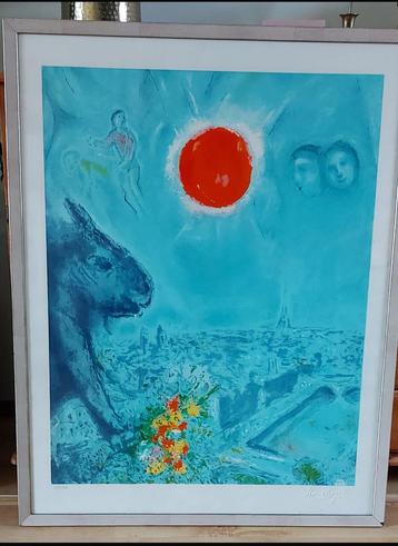 Chagall - Le Soleil de Paris - Litho beschikbaar voor biedingen