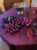 Paarse kerstballen, prachtig soepel tafelkleed en wijnkoeler, Diversen, Kerst, Ophalen, Gebruikt