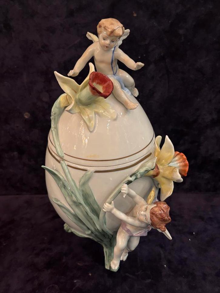 Saksisch Porseleinen Pot met Engeltjes, Antiek en Kunst, Antiek | Keramiek en Aardewerk, Verzenden