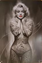 Marilyn Monroe zwart wit tattoo reclamebord van metaal deco