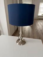 Blauwe Tafellamp met Zilveren Voet, Huis en Inrichting, Ophalen of Verzenden, Zo goed als nieuw, Metaal, Minder dan 100 cm