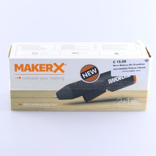 Worx Makerx 20v Draadloze mini hetelijm Pistool | Nieuw, Doe-het-zelf en Verbouw, Gereedschap | Overige machines, Zo goed als nieuw