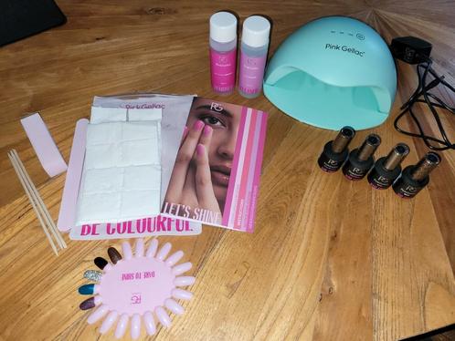 Set pinkgellac met lamp, 12 kleuren en peel off base, Sieraden, Tassen en Uiterlijk, Uiterlijk | Cosmetica en Make-up, Zo goed als nieuw