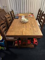 Eiken eettafel met stoelen, Huis en Inrichting, Ophalen, Zo goed als nieuw, 4 tot 6 stoelen