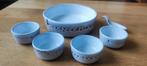 Vintage 70's pindaset snackset l wit-bruin l 6-delig, Ophalen of Verzenden