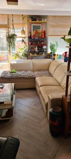 Gratis hoekbank, leer, creme beige, Italiaanse leren bank, Ophalen of Verzenden, Gebruikt, Leer