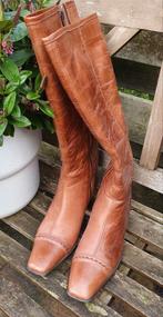 Laarzen cognac kleur, Kleding | Dames, Schoenen, Verzenden, Zo goed als nieuw, Bruin, Hoge laarzen