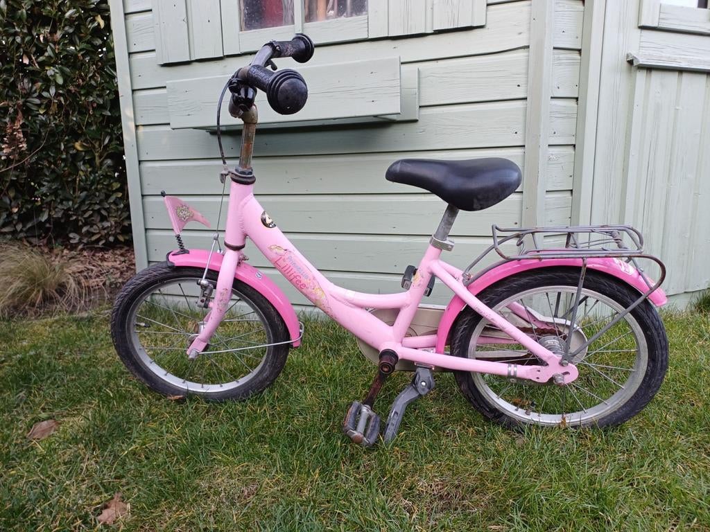 Meisjesfiets 16 inch, Ophalen, Gebruikt, 16 tot 20 inch, Zijwieltjes