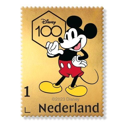 Postzegel Mickey Mouse Goud Disney 100 jaar, Verzamelen, Disney, Nieuw, Overige typen, Mickey Mouse, Ophalen of Verzenden